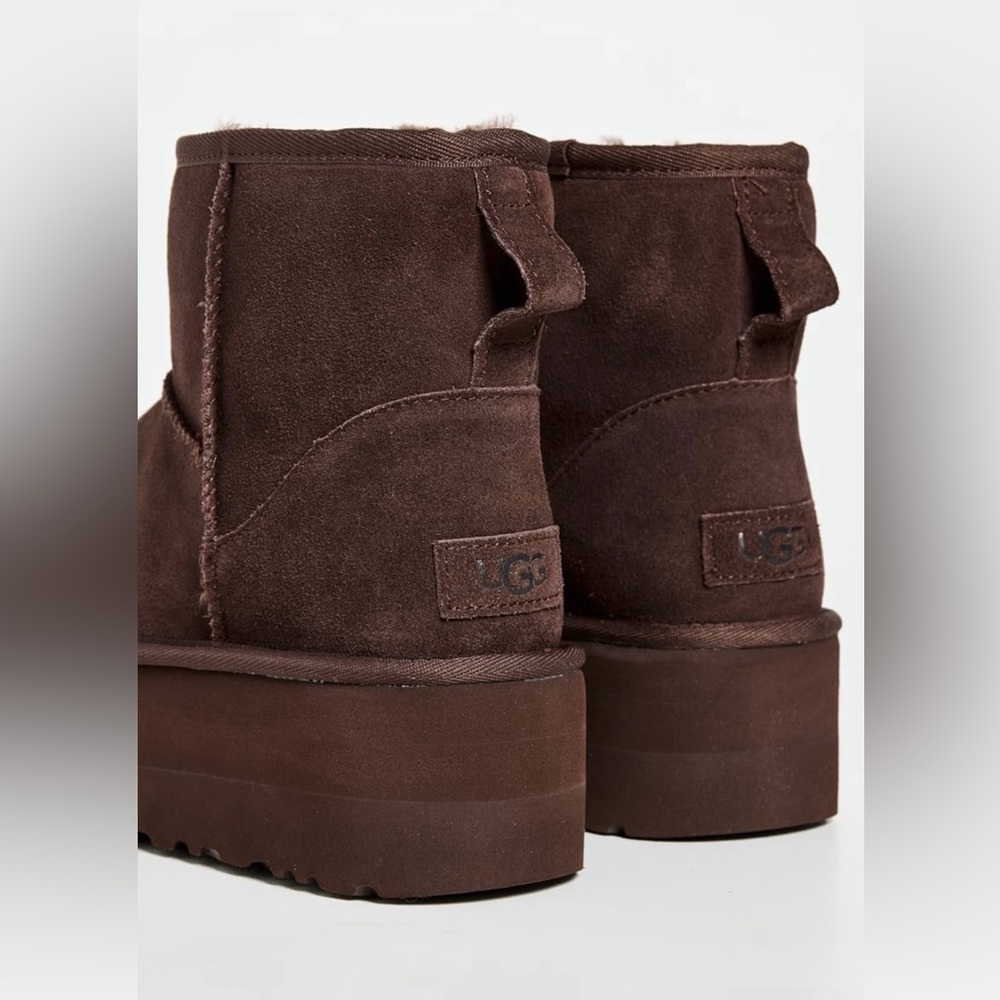 UGG Chocolate Brown Platform Winter Boots in Burn Cedar Color - Picture 3 of 7